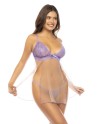 Babydoll couleur lavande et chair Verona, en dentelle et résille transparente - MAL7540LLCN