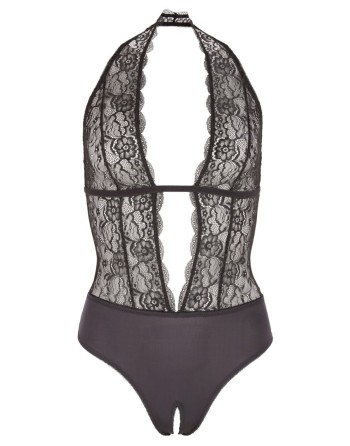 Body en dentelle noire, ouvert à l'entrejambe - R2641399
