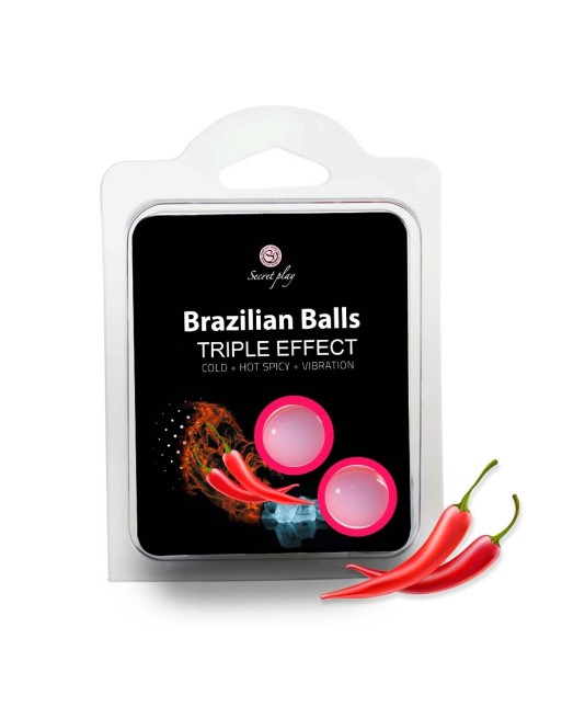 2 boules de massage brésiliennes triple effet froid, chaud et vibration - BZ3699 2 boules de massage brésiliennes triple effet froid, chaud et vibration - BZ3699