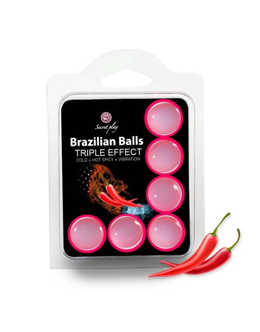 6 boules de massage brésiliennes triple effet froid, chaud et vibration - BZ3699-1 6 boules de massage brésiliennes triple effet froid, chaud et vibration - BZ3699-1