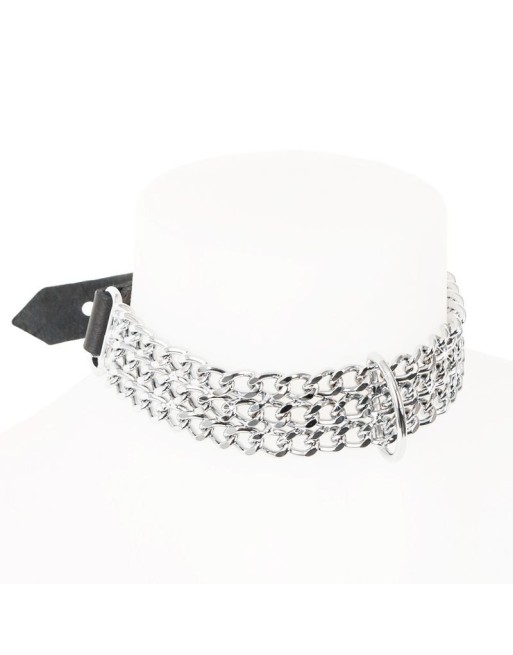Collier Chaines cuir noir Collier Chaines cuir noir
