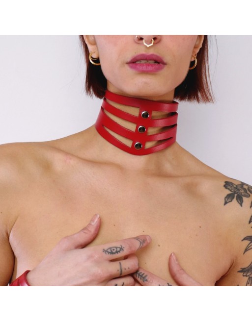 Collier découpé en cuir Rouge Collier découpé en cuir Rouge