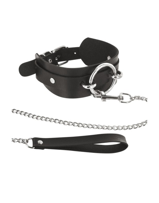 Collier fétichiste large anneau métal et laisse - CC6060180010 Collier fétichiste large anneau métal et laisse - CC6060180010