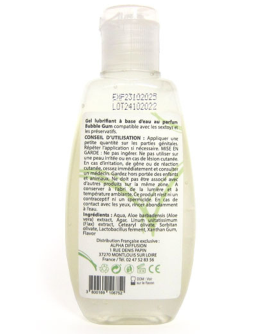 Lubrifiant à base d'eau 100% naturel Bubble Gum 90 ml - SEZ086 Lubrifiant à base d'eau 100% naturel Bubble Gum 90 ml - SEZ086