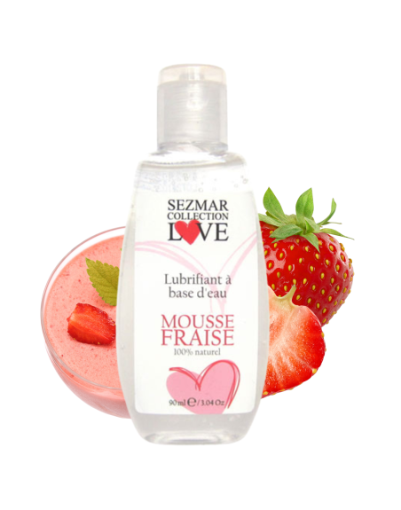 Lubrifiant à base d'eau 100% naturel Mousse fraise 90 ml - SEZ082