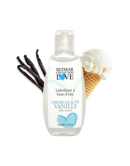 Lubrifiant à base d'eau 100% naturel Crème glacée vanille 90 ml - SEZ080 Lubrifiant à base d'eau 100% naturel Crème glacée vanille 90 ml - SEZ080