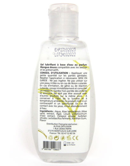 Lubrifiant à base d'eau 100% naturel Mangue Douce 90 ml - SEZ079 Lubrifiant à base d'eau 100% naturel Mangue Douce 90 ml - SEZ079