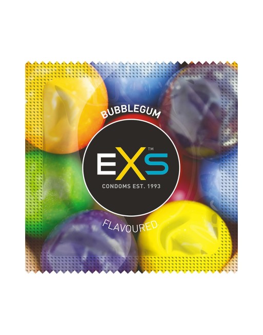 Préservatifs x2 lubrifiés en latex goût bubble gum 54mm - EXS400GUM Préservatifs x2 lubrifiés en latex goût bubble gum 54mm - EXS400GUM