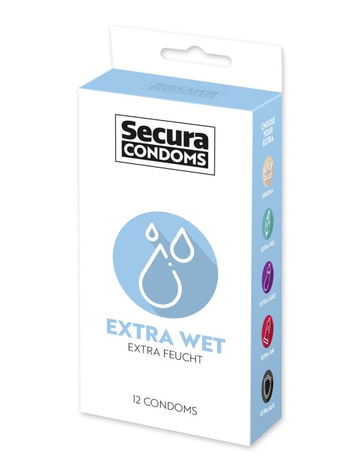Préservatifs extra lubrifiés, en latex x12 avec réservoir Extra Wet 53 mm - R416584 Préservatifs extra lubrifiés, en latex x12 avec réservoir Extra Wet 53 mm - R416584