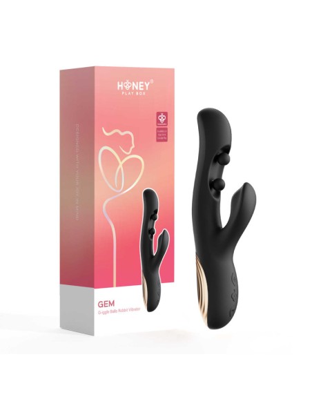 Gem vibromasseur rabbit avec capteurs de pression et application Noir