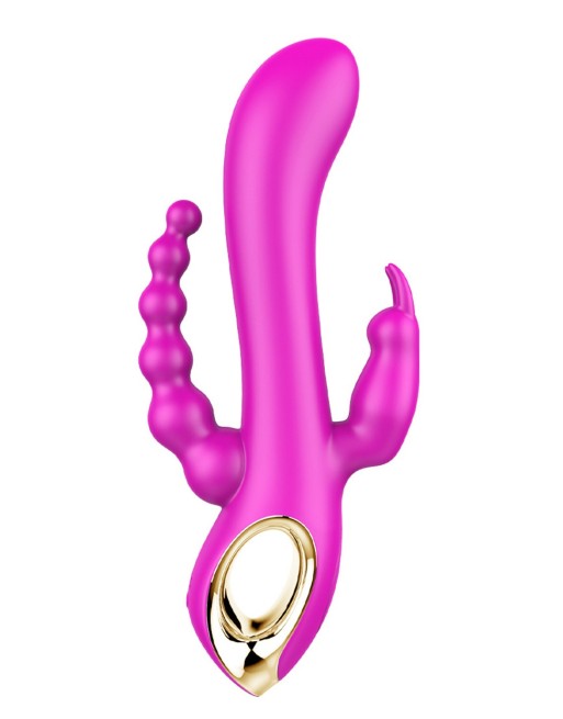 Vibromasseur Rabbit rose avec chapelet vibrant - TOZ-024PNK Vibromasseur Rabbit rose avec chapelet vibrant - TOZ-024PNK