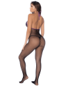 Combinaison en résille et dentelle noire et violette - MAL1122BKPU