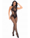 Combinaison en résille noir - MAL1116BLK