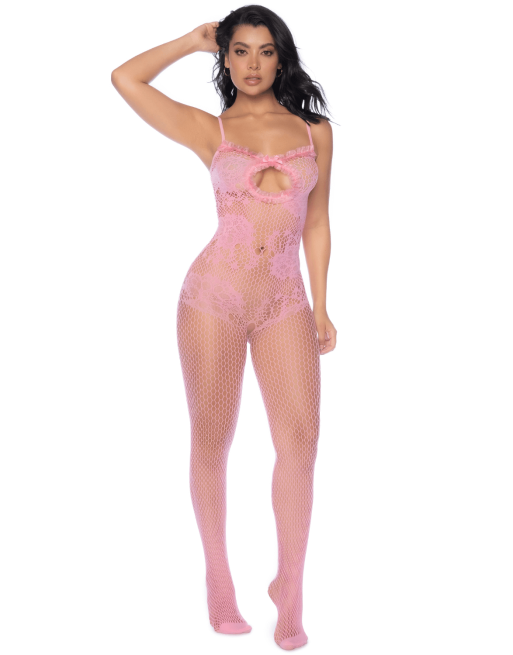 Combinaison en résille rose ajourée - MAL1130BGPK Combinaison en résille rose ajourée - MAL1130BGPK