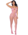 Combinaison en résille rose ajourée - MAL1130BGPK