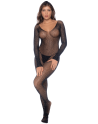 Combinaison noire en résille ornée de strass - MAL1131BKRH