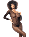 Combinaison manches longues en résille noire - MAL1102BLK