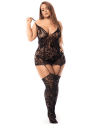 Combinaison grande taille en résille noire - MAL1104XBLK