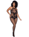 Combinaison grande taille en résille noire - MAL1116XBLK