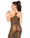 Nuisette longue et string assorti Noir Love on fire - PH0052BLK