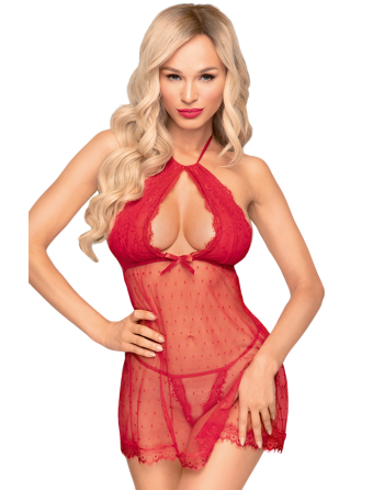 Nuisette et string assorti Rouge Libido boost - PH0010RED