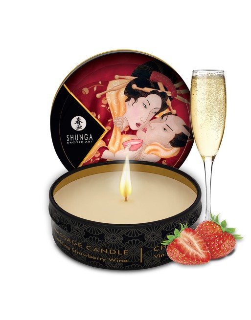 Mini bougie de massage fraise vin pétillant 30ml - CC864608 Mini bougie de massage fraise vin pétillant 30ml - CC864608