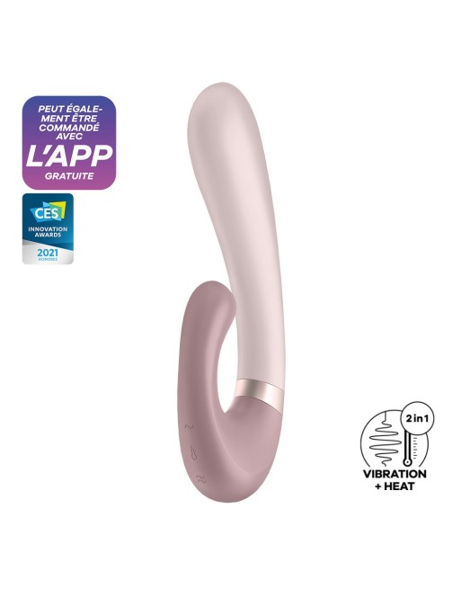 Vibromasseur point G avec stimulateur clitoris connecté chauffant USB mauve Heat Wave Satisfyer - CC597777 Vibromasseur point G avec stimulateur clitoris connecté chauffant USB mauve Heat Wave Satisfyer - CC597777