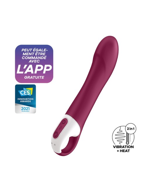 Vibromasseur chauffant connecté USB rouge Big Heat Satisfyer - CC597784 Vibromasseur chauffant connecté USB rouge Big Heat Satisfyer - CC597784