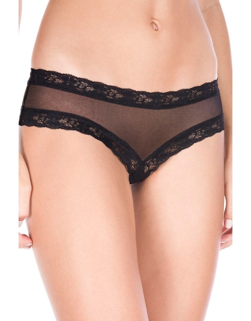 Tanga string ouvert noir maille transparente et dentelle - ML10007BLK Tanga string ouvert noir maille transparente et dentelle - ML10007BLK