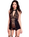 Guêpière sexy noire wetlook dentelle - ML20023BLK