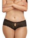 Shorty noir grande taille de dentelle ouvert et ajouré sur les fesses forme coeur - DG1442XBLK