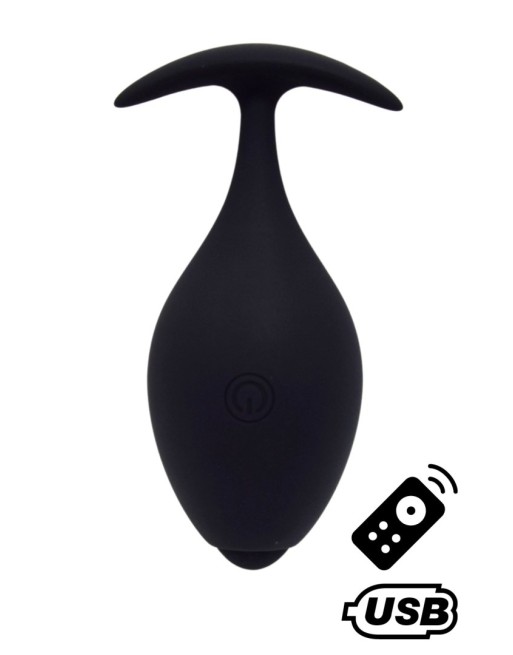 BABA, Plug vibrant anal noir USB, avec télécommande - BQ131BLK BABA, Plug vibrant anal noir USB, avec télécommande - BQ131BLK