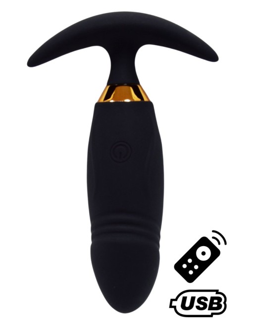 PEACH, Plug Vibrant noir long USB avec télécommande, dans un silicone médical doux et lisse - B72BLK PEACH, Plug Vibrant noir long USB avec télécommande, dans un silicone médical doux et lisse - B72BLK
