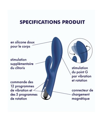 Vibromasseur rabbit USB tête rotative bleu Spinning Rabbit 1 Satisfyer - CC597856