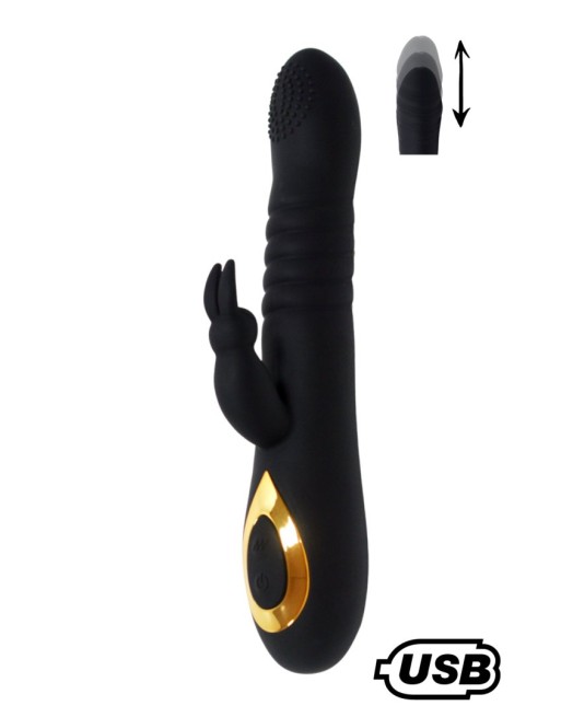 TWIST 2 Noir, Vibromasseur Rabbit va-et-vient USB en silicone médical, doté de 18 modes de stimulation - BQ587BLK TWIST 2 Noir, Vibromasseur Rabbit va-et-vient USB en silicone médical, doté de 18 modes de stimulation - BQ587BLK