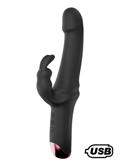 PLAYER, Vibromasseur Rabbit USB, silicone médical doux et lisse, doté de 10 modes de vibration - MS219BLK PLAYER, Vibromasseur Rabbit USB, silicone médical doux et lisse, doté de 10 modes de vibration - MS219BLK