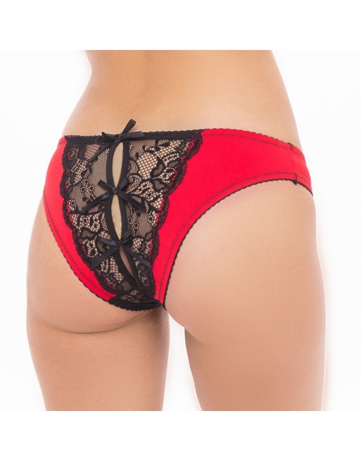 Culotte ouverte noir et rouge - REN1157-RED Culotte ouverte noir et rouge - REN1157-RED