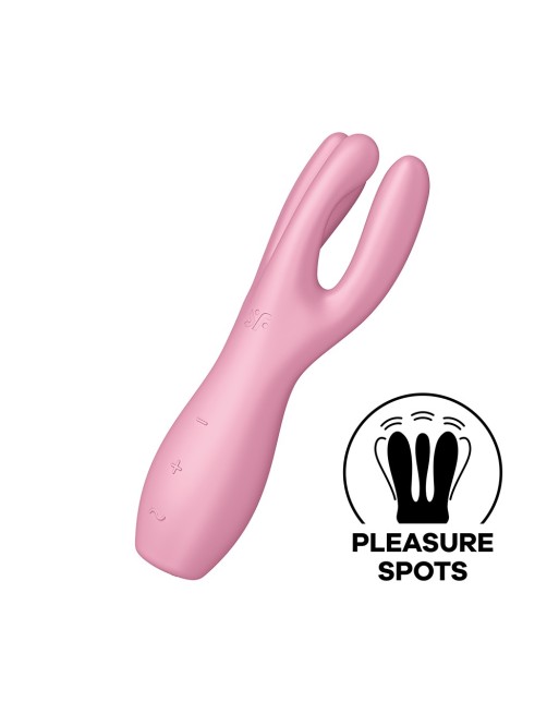 Vibromasseur point G avec stimulateur de clitoris USB rose Threesome 3 Satisfyer - CC597778 Vibromasseur point G avec stimulateur de clitoris USB rose Threesome 3 Satisfyer - CC597778