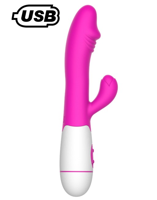 Vibromasseur rabbit USB rose avec gland 30 programmes - CR-VA001PNKR Vibromasseur rabbit USB rose avec gland 30 programmes - CR-VA001PNKR