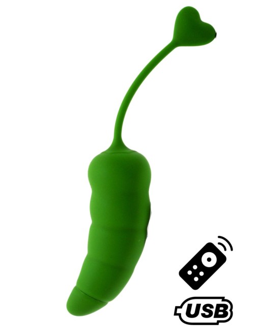 PIMENTO, Un Œuf vibrant avec télécommande, couleur et forme Piment en silicone médical - B137GRE PIMENTO, Un Œuf vibrant avec télécommande, couleur et forme Piment en silicone médical - B137GRE