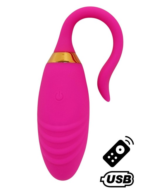 PLEASURE, Un Œuf vibrant USB avec télécommande, dans un silicone médical doux et rainuré - B24PNK PLEASURE, Un Œuf vibrant USB avec télécommande, dans un silicone médical doux et rainuré - B24PNK