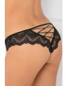Tanga noir dentelle ajouré sur les fesses ornements croisés - REN1145-BLK