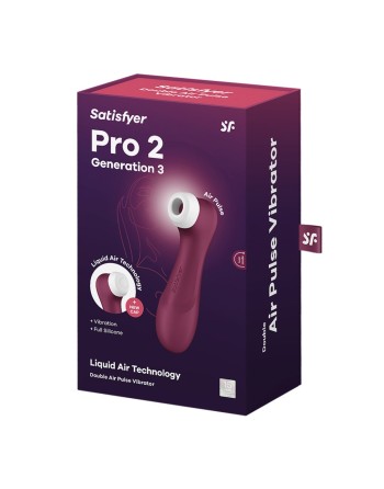 Stimulateur de clitoris 2 embouts avec techonologie Liquid Air Pro 2 Generation 3 rouge USB Satisfyer - CC597814