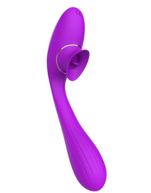 2 en 1 Stimulateur de clitoris avec langue et vibromasseur pour G USB flexible violet DISA - WS-NV025 2 en 1 Stimulateur de clitoris avec langue et vibromasseur pour G USB flexible violet DISA - WS-NV025