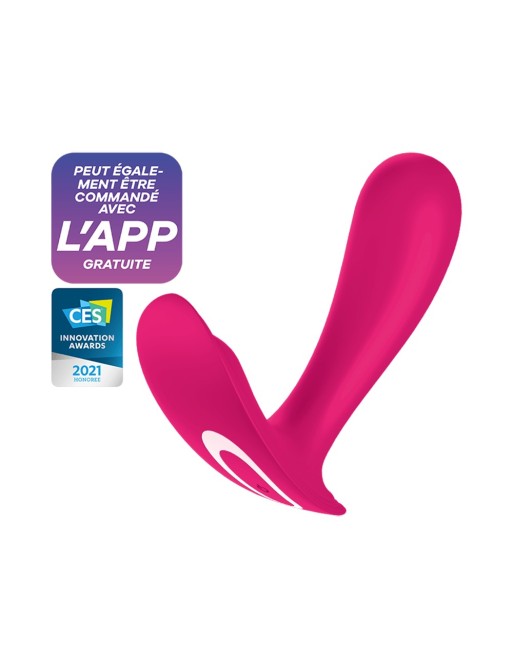 2 en 1 Vibromasseur et stimulateur clitoridien rose connecté Top Secret Satisfyer - CC597753 2 en 1 Vibromasseur et stimulateur clitoridien rose connecté Top Secret Satisfyer - CC597753