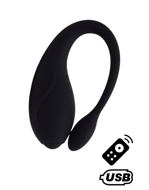TANDEM Noir, stimulateur pour couple USB avec télécommande en silicone médical - BQ125BLK TANDEM Noir, stimulateur pour couple USB avec télécommande en silicone médical - BQ125BLK