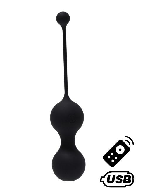 MINA Noir, Boules de Geisha en silicone médical USB avec télécommande - BQ130BLK MINA Noir, Boules de Geisha en silicone médical USB avec télécommande - BQ130BLK