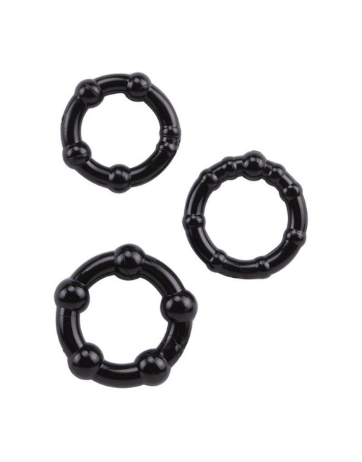 Pack 3 cockring noir avec billes - COR005BLK Pack 3 cockring noir avec billes - COR005BLK