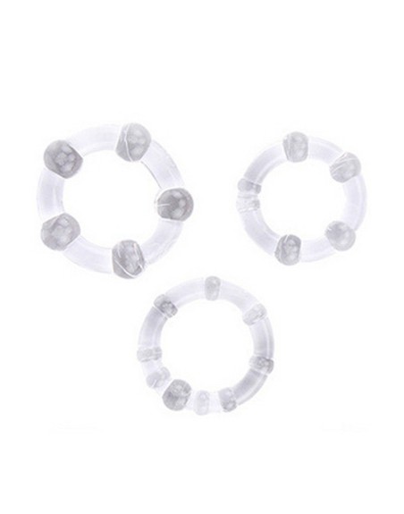 Pack 3 cockring transparents avec billes - CR-COR005CLE
