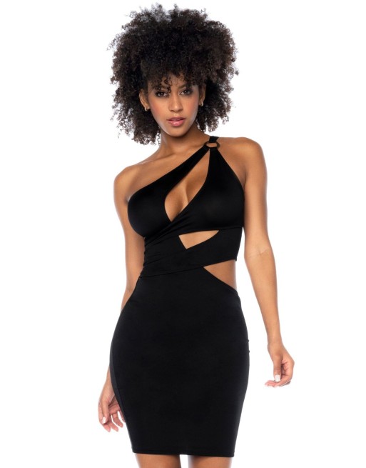 Robe de soirée asymétrique noire - MAL40004BLK Robe de soirée asymétrique noire - MAL40004BLK